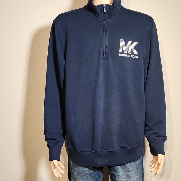 Michael Kors Men's Zip-Up Sweater in Navy - Picture 8 of 10